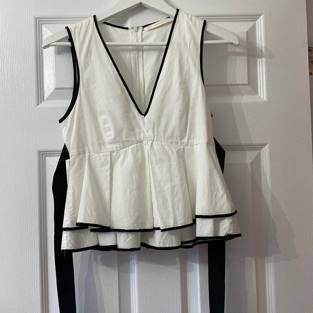 Zara Trafaluc Collection sleeveless peplum top with waist tie size XS